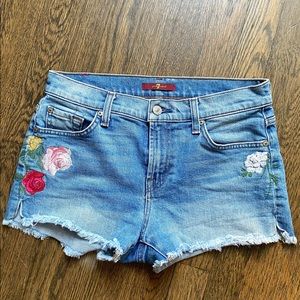7 for All Mankind embroidered jean shorts